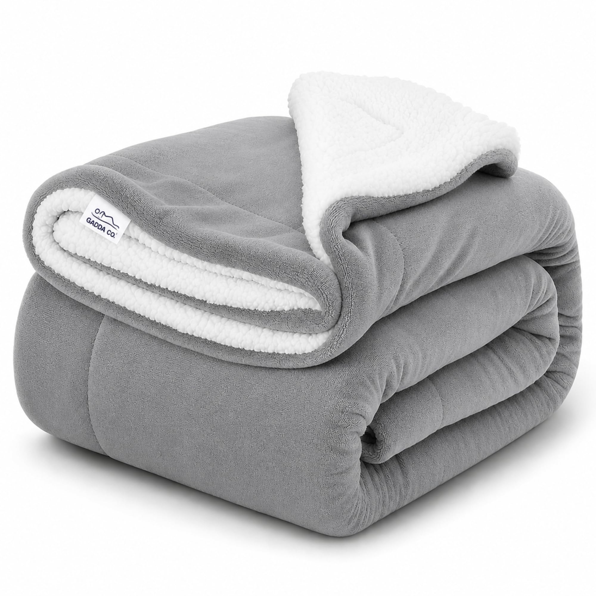 GADDA CO Premium Sherpa Throw Blanket for Adults, 130 x 105 cm | Ultra Soft Reversible Fleece Blanket | Cozy Lap Blanket for Sofa, Couch, Office & Travel | Warm All Season Gift Blanket Kafalo