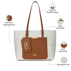 Lavie Luxe Women's Monogram Bliss Tote Handbag | Tote Bag For Work | Ladies purse | Stylish Shoulder Bag | Gift For Women