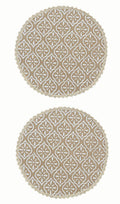 SARAL HOME EASY LIVING Jute and Cotton Crochet Antiskid Printed Round Table Mat|Placemats for Bed-Side Table, Center Table, Dining Table, Shelves|Home Decor, Set of 2 pc (Beige, 38x38 cm) Kafalo