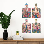 Artvibes Camel Peacock & Beautiful Women Royal Pichwai Art Wooden Wall Hanger for Home Decor | Printed Wall Decoration | Graphic Artwork | Aesthetic Wooden Decor | Ideal Gifts (WH_5626N), Set of 4