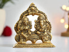 KridayKraft Metal Lakshmi & Ganesha Idol Pair – Gold-Finish Mini Statues (12 cm 5 Lenth × 12 Cm Hight 5), 200 g – Auspicious Home Puja Decor & Diwali Gift