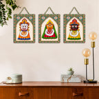 Artvibes Jagannath Balabhadra Subhadra Decorative Wall Art MDF Wooden Wall Hanger for Home | Art For Wall | Door Decoration Items | Wall Poster | Paintings For Wall | Unique Gift (WH_96165N), Set of 3