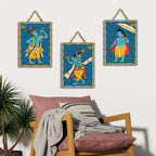 Artvibes Divine Shri Krishna & Ram Indian Religious Art Wooden Wall Hanger for Home | Spiritual Decor Items | Wall Poster | Artwork| Stylish Modern Decor Item | Gift Items (WH_96182N), Set of 3