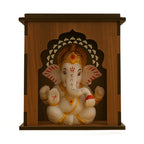SOLOBOLO Wooden Car Dashboard Mandir with Ganpati Idol | Mini Temple for Car, Office Desk, Café & Home | Small Pooja Mandir for Gifting & Tabletop Decoration