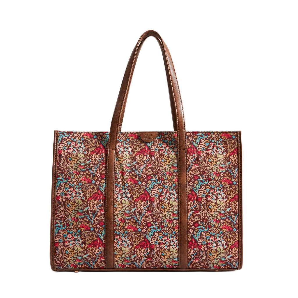 TEAL BY CHUMBAK Women's Office Tote Bag, Stylish Printed Canvas Shoulder Bag for Laptop, College, Work and Travel, Lightweight and Durable