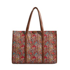TEAL BY CHUMBAK Women's Office Tote Bag, Stylish Printed Canvas Shoulder Bag for Laptop, College, Work and Travel, Lightweight and Durable