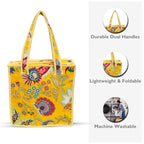 Cotton Quilted Tote Bag for Women | Lightweight Reusable Shoulder Handbag | Durable Eco-Friendly Shopping Bag | Large Capacity Travel, Office & Daily Use Carry Bag | Stylish Utility Tote (Floral )