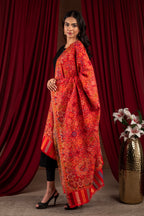 Naureen Women Pashmina Blend Kani Shawl with Floral Artwork, Warm and Soft, 40x80 inch