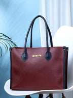 LEGAL BRIBE Women Textured Classic Tote Bag (Maroon)
