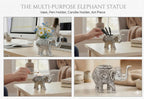 Kridaykraft Decorative Metal Trunk-Up Elephant – Multi-Purpose Small Flower Vase, T-Light Holder, and Stationery Organizer for Living Room and Office – Elegant Silver Elephant Statue for Good Luck