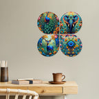 Artvibes Nature Wooden Art Decoration Item for Home | Handcrafted Art | Decoration Wall Hanging Items | Wall Sculpture | Wall Art Print | Paintings For Wall | Unique Gift Items (WH_8425N), Set of 4
