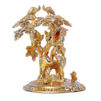 KridayKraft Krishna Playing Flute with Kamdhenu Cow Standing Under Tree Metal Statue for Pooja & Home Office Religious Idol Decorative Showpiece Table Top Figurines Murti for Decoration & Gift Purpose