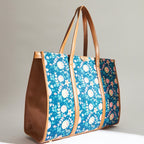 TEAL BY CHUMBAK Women's Office Tote Bag, Printed Canvas Shoulder Bag for College, Work and Travel, Stylish and Durable with Laptop Compartment