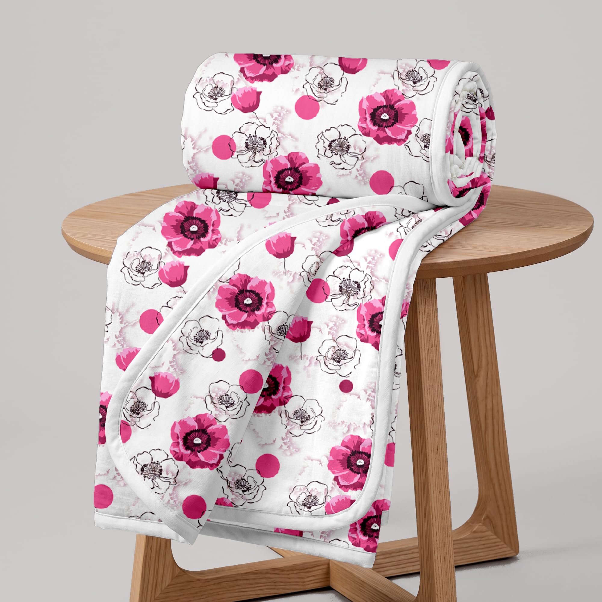 Divine Casa Cotton Dohar for Single Bed 210 x 140 cm, 120 GSM Lightweight Blanket, Soft Breathable Summer Quilt for AC and All Season Use Kafalo