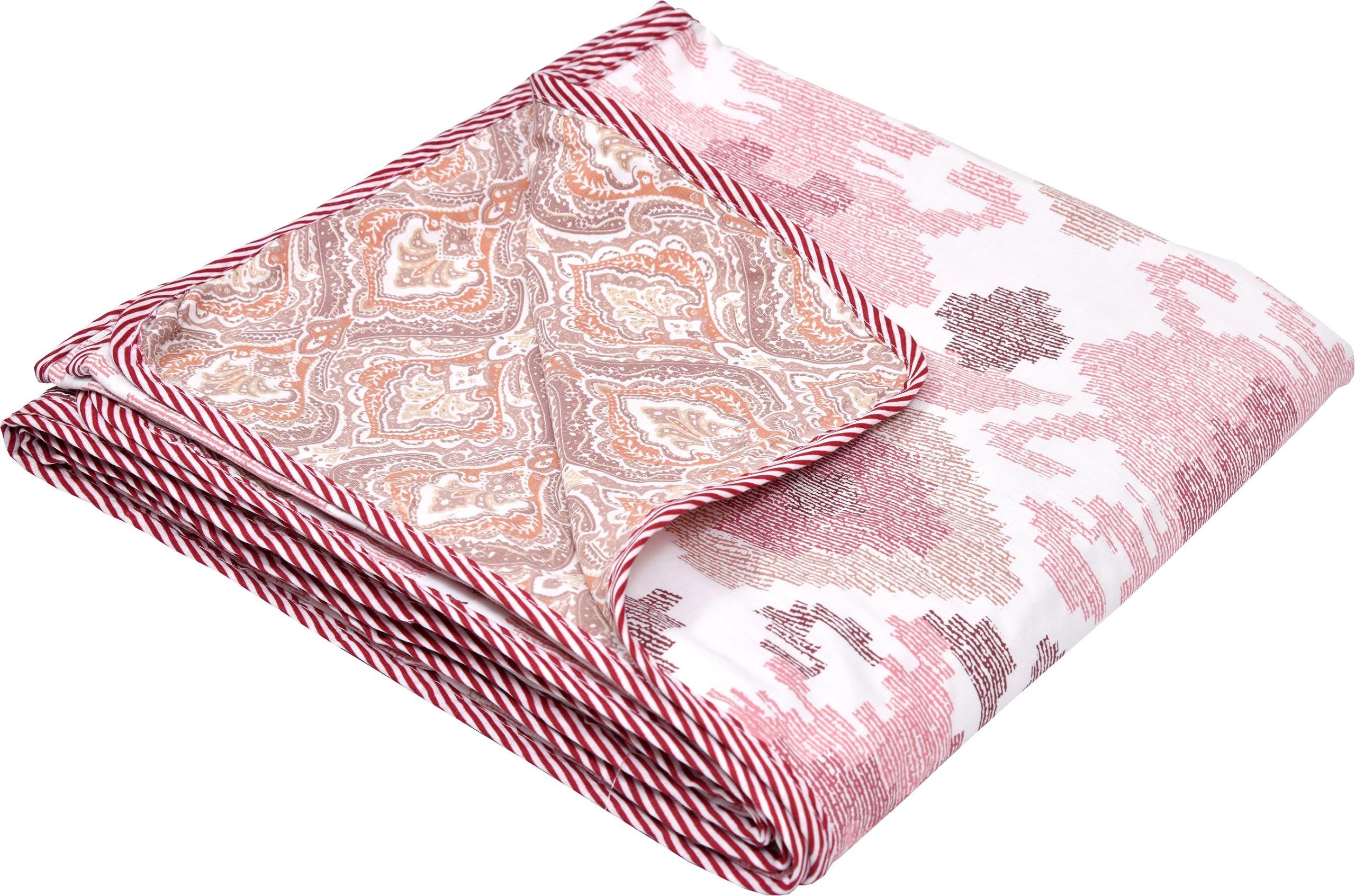 AME'S Reversible Jaipuri Printed Dohar with Elegant Design Single Bed Size | AC Blanket Comforter | Super Soft Light-Weight Bed Blanket(Pink)(60x90 inches)(ak-058)(ak-058) Kafalo