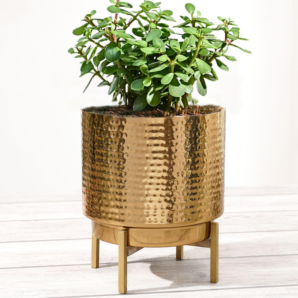 BEHOMA Hammered Gold Metal Indoor Planter 8.5