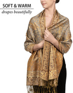 Achillea Soft Silky Reversible Paisley Pashmina Shawl Wrap Scarf w/Fringes