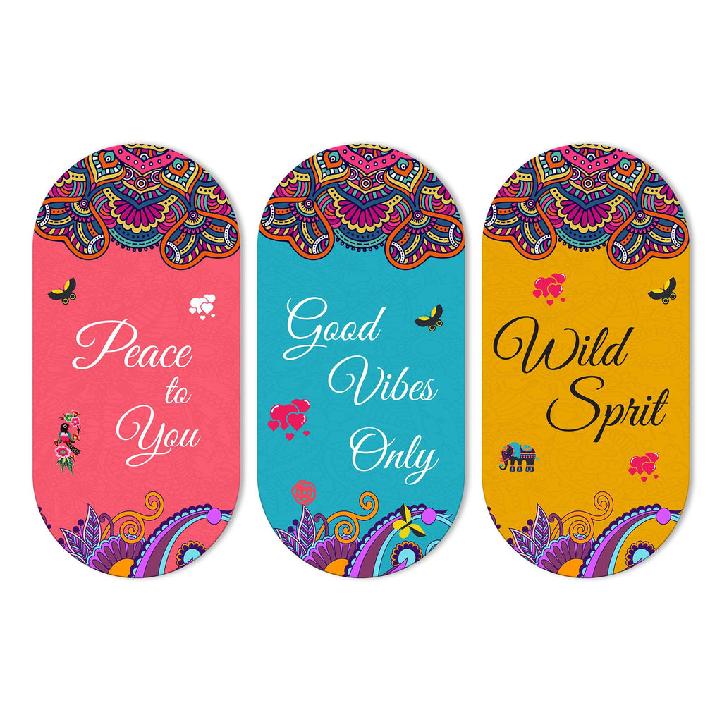 Artvibes Positive Quote Wooden Wall Hanging Decoration Items for Home | Gifts | Bedroom | Wooden Wall Hanger | Mdf Wall Decoration for Living Room | Artworks | Modern Decor Items (WH_9010N), Set of 3
