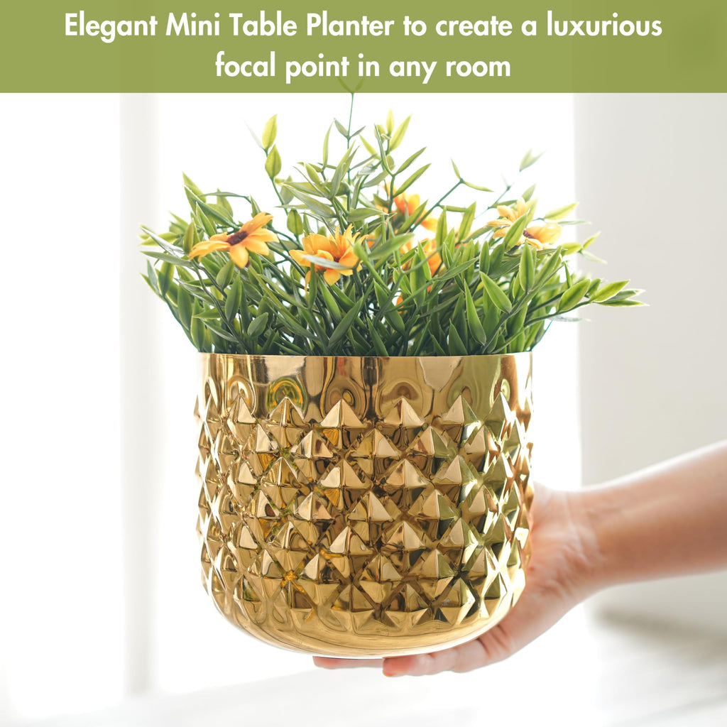 BEHOMA Gold Metal Indoor Planter Pot, Decorative, Golden - Set of 4