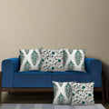 Trance Home Linen Set of 5 Premium 100% Cotton 12x12 inch Cushion Covers for Sofa and Diwan | Small Cushion Covers – (12x12 inch | 30cmx30cm, Madhuban & Jaal Green) – Set of 5