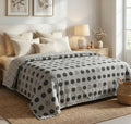 VAS COLLECTIONS Cotton AC Blanket for Double Bed (220×230 cm) | Reversible Soft Lightweight All-Season Blanket | Skin-Friendly & Breathable Comforter (Silver Blossom Grey) Kafalo