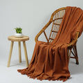 DMAASA Handmade Cotton Jute Sofa Throw 50x60 Inch Solid Soft Blanket for Living Room, Bed, Couch (Rust Brown) Kafalo