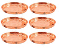 INDIAN ART VILLA Set of 6 Hammered Copper Thali Plate, Serveware & Dinnerware Home Restaurant, Diameter:- 13 Inch