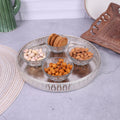 R Ayurveda Copper Decorative Round Silver Plated Metal Tray – 8 Inch Small Serving Tray for Kitchen, Dining Table, Coffee Table & Home Decor | Elegant Wedding & Housewarming Gift