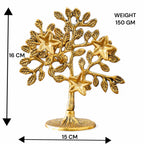 Metal Kalpavriksha Tree for Home Decor - Golden Wish Fulfilling Tree Metal Showpiece for Temple, Vastu, Office Table & Gifting Banyan (No 1 Golden)