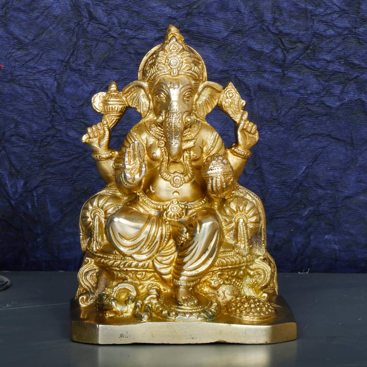ARTVARKO Brass Ganesh Statue Murti Blessing Ganesha Idol Vinayak Ganpati Sitting Home Entrance Décor Temple Puja Height 6.5 Inch