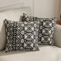 HUESLAND Premium Cotton Cushion Cover 16 x 16 inch Set of 2 | Decorative Throw Pillow Covers for Sofa, Living Room & Bedroom | Geometric Black
