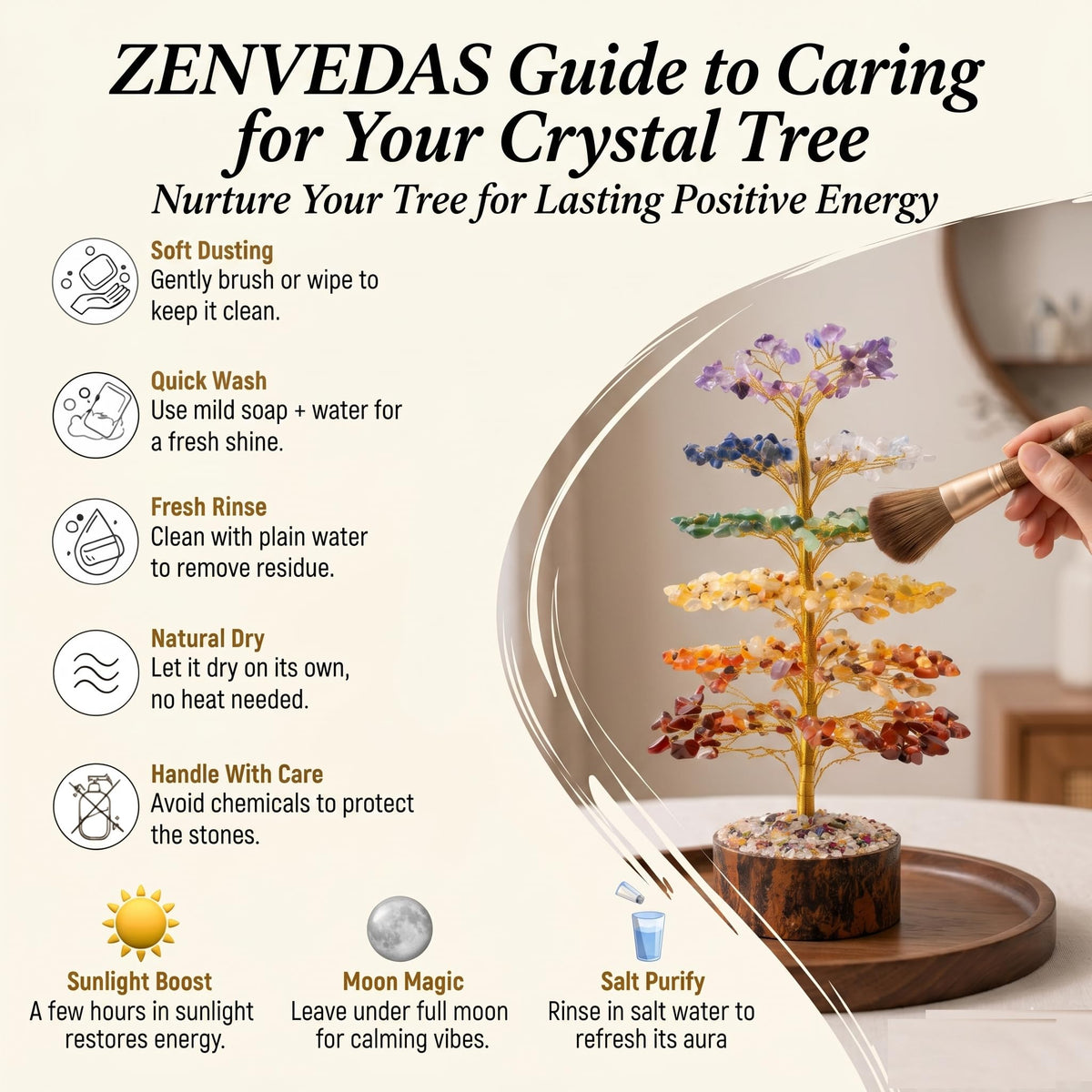 7 Chakra Crystal Tree with 300 Beads for Home Decor & Healing, Handmade Gemstone Bonsai Tree for Positive Energy, Chakra Balancing & Spiritual Gift, Tree for Good Luck (300 Beads)