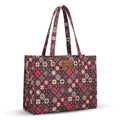 Stylique Women's Jute Tote Bag with Zip Closure — Large Laptop Handbag for Office, College & Travel | Eco-Friendly Cotton Canvas Shoulder Bag (Red)