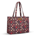Stylique Women's Jute Tote Bag with Zip Closure — Large Laptop Handbag for Office, College & Travel | Eco-Friendly Cotton Canvas Shoulder Bag (Red)