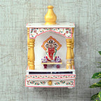 CRAFT TREE Wooden Handpainted Decorative Wall Hanging Single Gumbad Home Temple in White Color