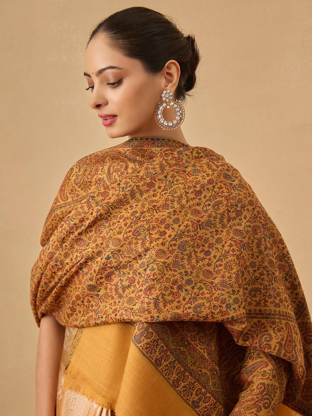 Pashmoda Women Jalwaa Kashmiri Jamawar Woven Design Shawl (Size: 40x80in, 101x203cm) SECS52