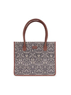 ZOUK Lattice Lace Printed Jute Handcrafted Lemon Yellow Women's Stylish Tote Bags | Tote Handbag| Shoulder bag with double handle