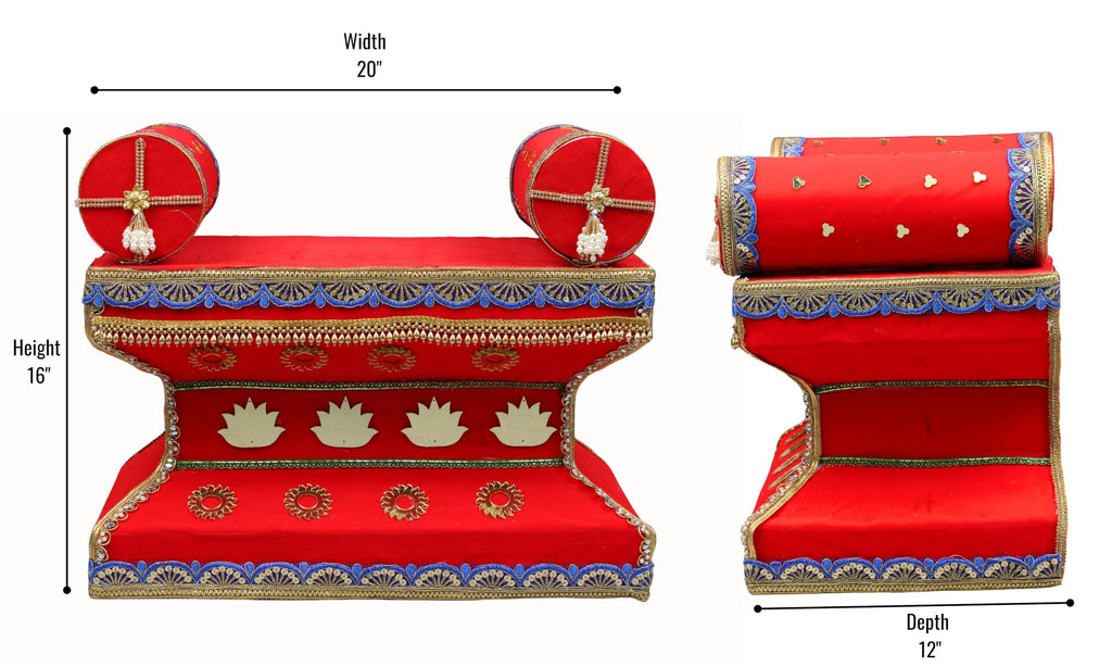 Daedal crafters Ganesh Chaturthi Mandap for Home Decoration, Red Pooja Makhar with Lotus Design - 20x16x12 Inch, Tabletop Lightweight Ganpati Decoration Mandap for Festival, Diwali & Temple Decor