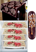 REVEXO Kitchen Combo Fridge Top Cover, 2 Piece Fridge Handle Cover, 4 Pcs Fridge Mats, (Set of 6 Piece) rev-09 Kafalo