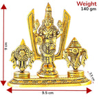 KridayKraft Lord Tirupati Balaji Venkateswara Swami with Shank chakar Tilak Namah Gold Plating Antique Decorative for Car Dashboard Home & Office Table Showpiece Figurines
