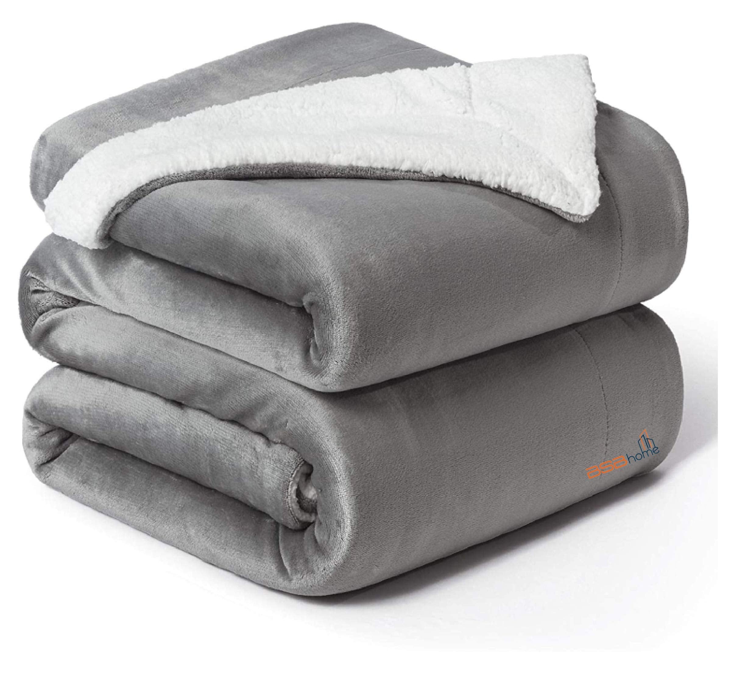 BSB HOME Polyester Summer AC Blankt Warm Sherpa Super Soft Flannel Solid/Plain Blanket for Summer, Grey, Size 220 x 228 Cms (Approx 7.4 x 7 ft) (Double) Kafalo