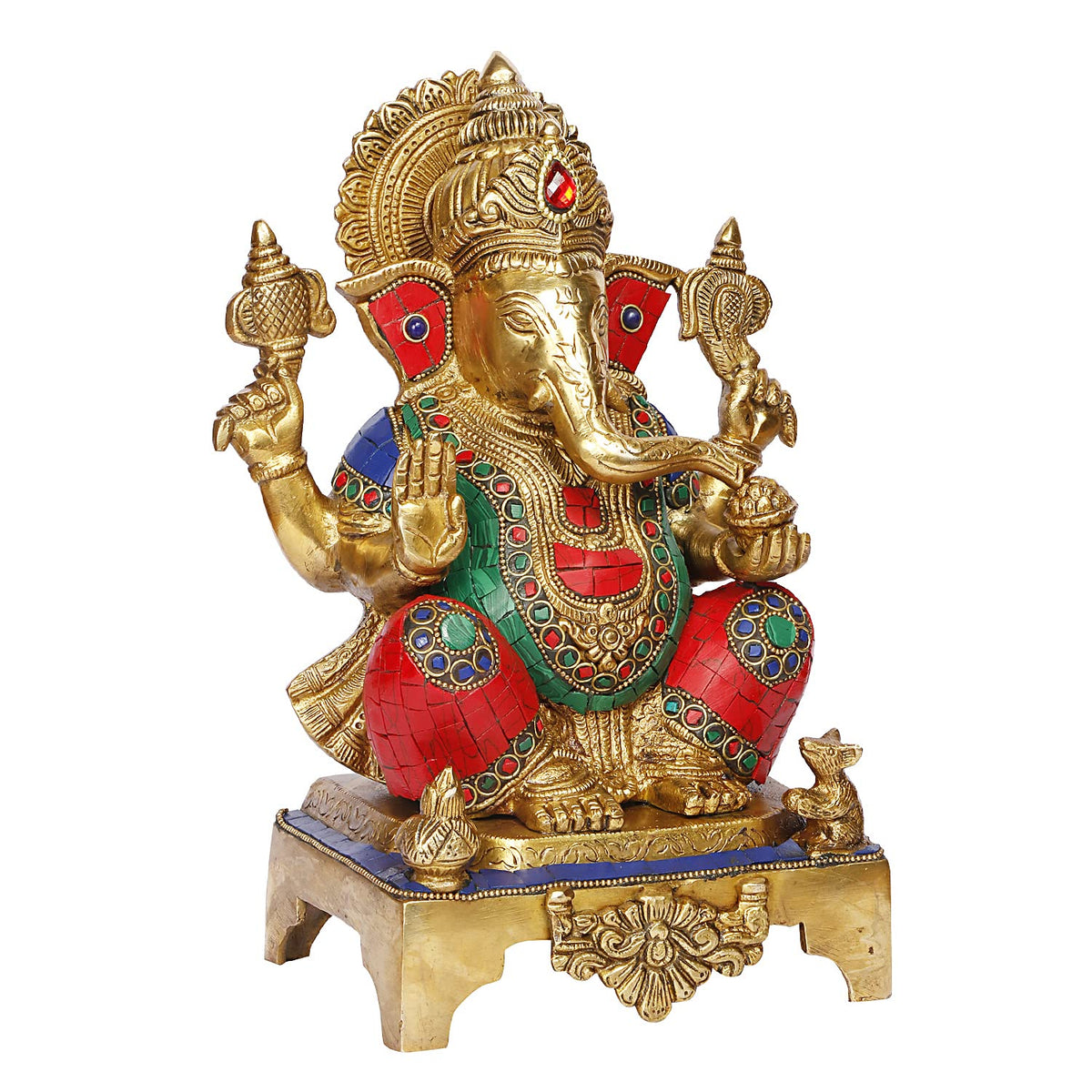 ARTVARKO Brass Ganesha Idol Mangalkari Sitting Ganesh Bhagwan Large Statue God Ganpati Murti for Home Pooja Entrance Décor Showpiece 11 Inch