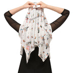 7 season's Girls Cotton Long Scarf Cum Mask With Tie Closer Usable For Vehical Driver White Printed Design Universal Size For Girl & Woman (S_Abcd), Female