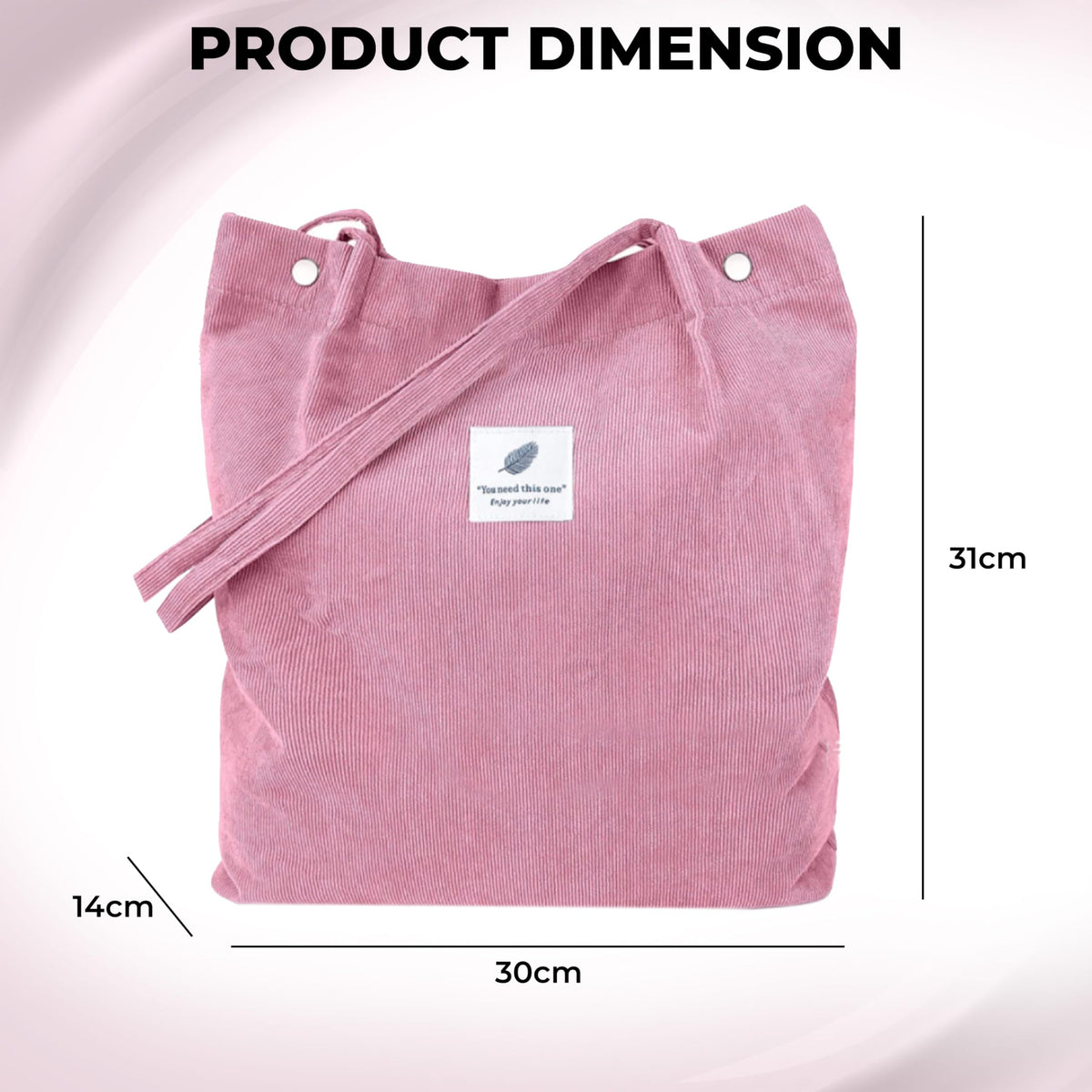 Kraptick CanvasTote Bags – Stylish Shoulder Tote Bag for Everyday Use For Women Reusable Compact Perfect as a Grocery, Shopping Bags for Grocery (Pink)