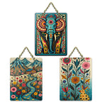 Artvibes Nature Theme Wall Art Wooden Art Decoration Item for Home | Modern Decoration Items | Living Room | Bedroom | Office | Artwork | Aesthetic Wooden Decor | Ideal Gifts (WH_96114N), Set of 3