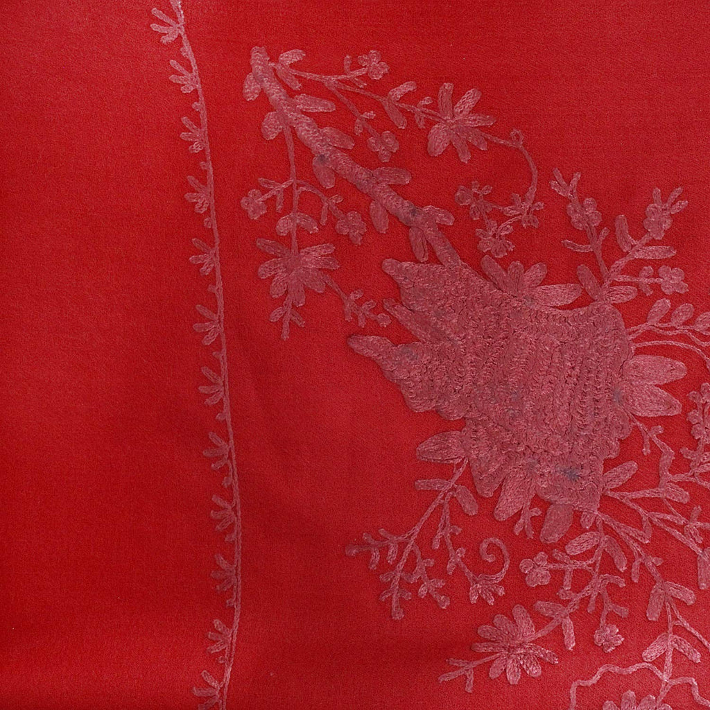HAUTEMODA Women's Pashmina Wool Kashmiri Embroidered Stole (Ad002Arre27_Red_Medium)