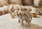 Kridaykraft Decorative Metal Trunk-Up Elephant – Multi-Purpose Small Flower Vase, T-Light Holder, and Stationery Organizer for Living Room and Office – Elegant Silver Elephant Statue for Good Luck