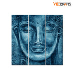 VIBECRAFTS 3 Pieces Buddha Face Canvas Wall Painting Fitted With Wooden Frame For Home | Office | Living Room | Gifts (PTVC3Pcs1_9600)