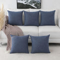 Khooti Jute Cushion Cover | 14x14 Inch | Navy Blue | Set of 5 | Throw Pillow Cover for Couches, Chairs, Sofas, Beds, Coffee Tables, Living Rooms, Bedrooms, Modern Boho Design