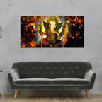 VIBECRAFTS 3 Pieces Beautiful Ganesha Canvas Wall Painting Fitted With Wooden Frame For Home | Office | Living Room | Gifts(PTVC3Pcs3_11510)